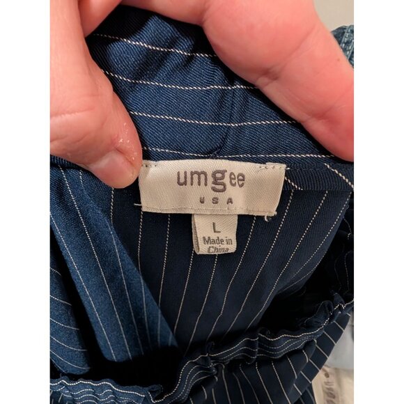 Umgee Asymmetrical Hem Pinstripe Skirt L - Picture 3 of 4